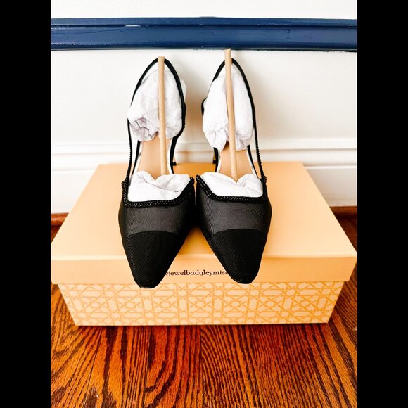 NWT & Box!  Jewel Badgley Mischka Tammy Mesh Pointed Toe Slingback, Black, 8.5 - Picture 9 of 9